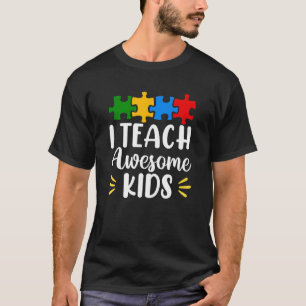 Camiseta Consciência do Autismo Eu Ensino Crianças Incrívei