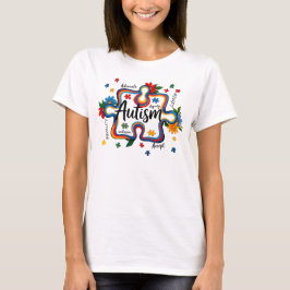 Camiseta Consciência do Autismo Floral Peça do Puzzle Digni