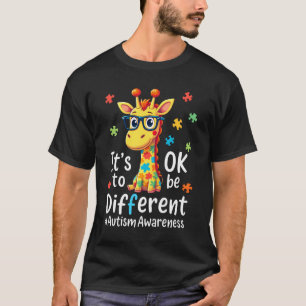 Camiseta Consciência do Autismo Girafa Fofa Animal É Ok Ser