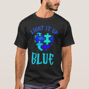 Camiseta Consciência do Autismo Ilumine de Azul Consciência