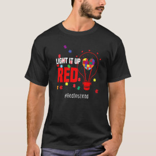 Camiseta Consciência do Autismo Ilumine de Vermelho #vermel