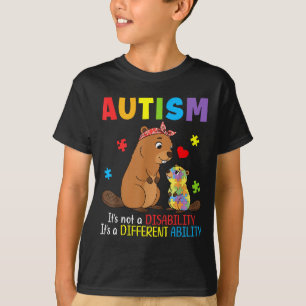 Camiseta Consciência do Autismo Mãe Castor Habilidade Difer