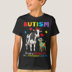 Camiseta Consciência do Autismo Mãe Vaca Habilidade Diferen