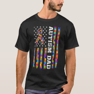 Camiseta Consciência do Autismo Pai de Autista Bandeira EUA