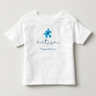 Camiseta consciência do autismo peça de puzzle azul #nome d