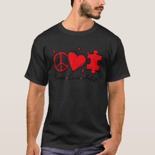 Camiseta Consciência do Autismo Piada Paz Amor Puzzle Crian