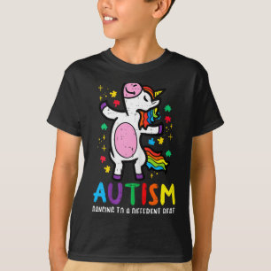 Camiseta Consciência do Autismo Unicórnio Dançando Ritmo Di