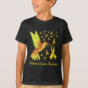 Camiseta Consciência do Cancer Amarelo Dourado de Crianças