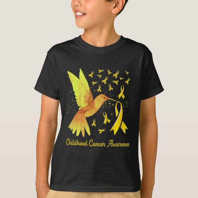 Camiseta Consciência do Cancer Amarelo Dourado de Crianças (Frente)