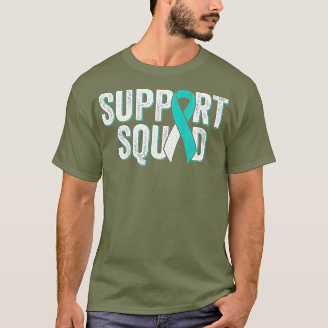 Camiseta Consciência do Cancer Cervical - Suporte ao Teal d (Frente)