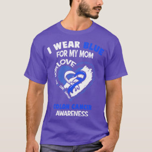 Camiseta Consciência do Cancer Colônico Eu Visto Azul Para 