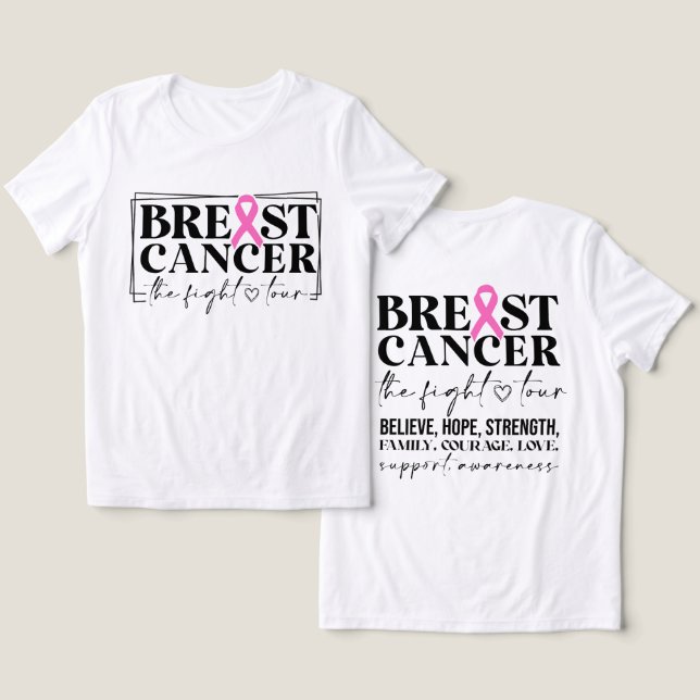 Camiseta Consciência do Cancer da Mama Inspiracional (Design Frente e Verso)