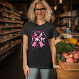 Camiseta Consciência do Cancer de mama de energia rosa