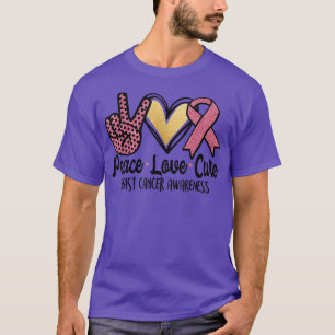 Camiseta Consciência do Cancer Figurino Pink Peace Love Cu