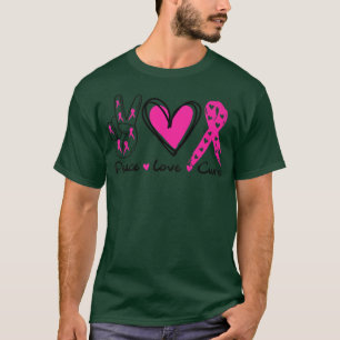 Camiseta Consciência do Cancer Figurino Pink Peace Love Cu