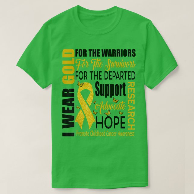 Camiseta Consciência Do Cancer Infantil, Cor Dourada Para U (Frente do Design)