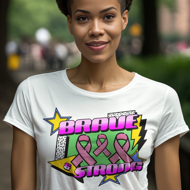 Camiseta Consciência do Cancer rosa (Estilo Retroativo 90) (Criador carregado)