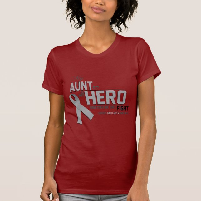 Camiseta Consciência do cancro cerebral: tia (Frente)