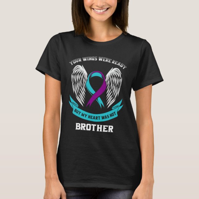 Camiseta Consciência do Suicídio Roxo Teal Irmãos Suicidas (Frente)