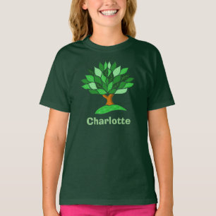 Camiseta Consciência ecológica. Árvore com Folhas. Adiciona