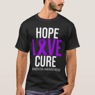 Camiseta Consciência Esperança Amor Curva Fita Roxa Alzheim