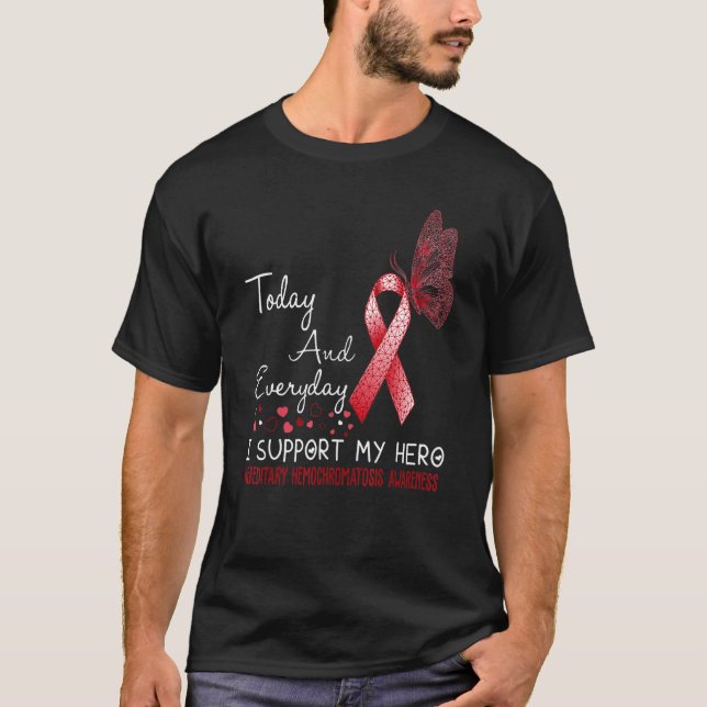 Camiseta Consciência Hemocromatológica Hereditária Eu Apoio (Frente)