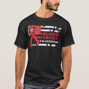 Camiseta Consciência inábil do cancer de sangue da bandeira