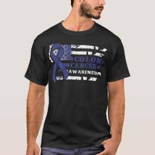Camiseta Consciência inábil do cancro do cólon da bandei