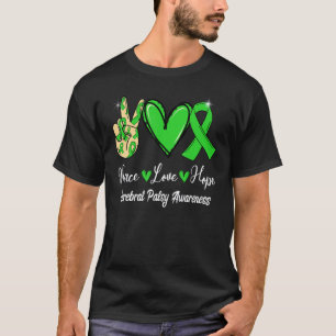 Camiseta Consciencialização da Paralisia Cerebral Paz Amor