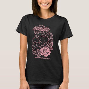 Camiseta Conscientização da Amamentação Floral Mãe Bebê Enf
