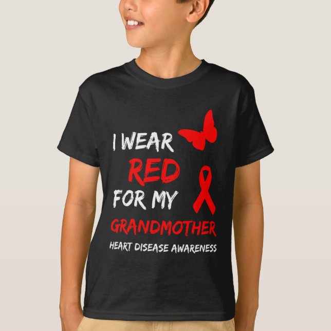 Camiseta Conscientização da Doença Cardíaca Eu Uso Vermelho (Frente)