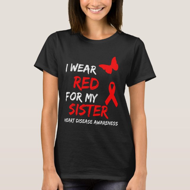 Camiseta Conscientização da Doença Cardíaca Eu Uso Vermelho (Frente)