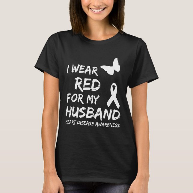 Camiseta Conscientização da Doença Cardíaca Eu Uso Vermelho (Frente)