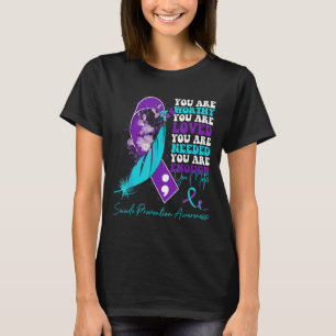 Camiseta Conscientização da Prevenção do Suicídio Fita Roxa