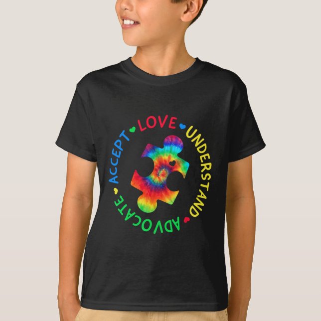 Camiseta Conscientização do Autismo Aceitar Adaptar Advogar (Frente)