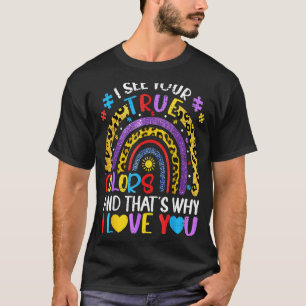 Camiseta Conscientização do Autismo Arco-íris Vejo suas ver