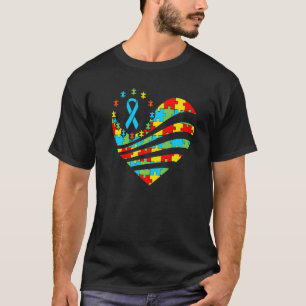 Camiseta Conscientização do Autismo Coração Apoio Meninos M
