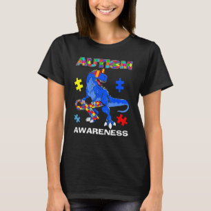 Camiseta Conscientização do Autismo de Dinossauros Meninos