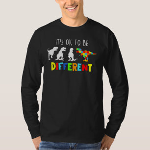 Camiseta Conscientização do Autismo Dinossauro Meninos É Ok