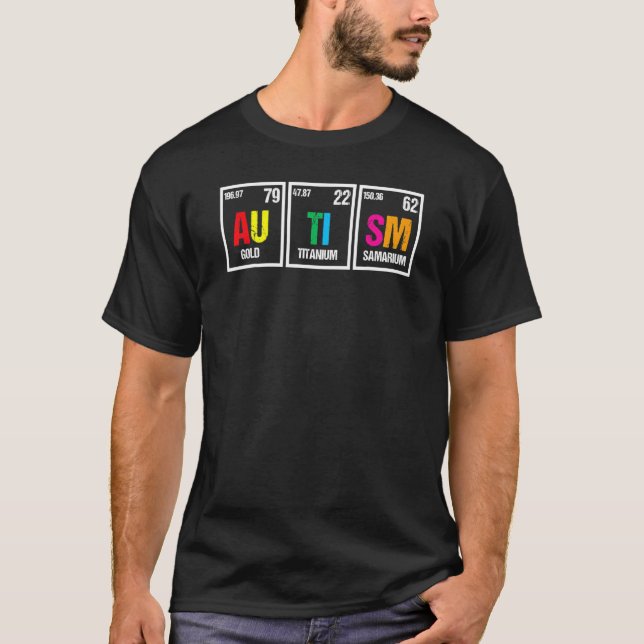 Camiseta Conscientização do Autismo Elemento Químico 4 (Frente)