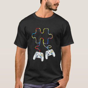 Camiseta Conscientização do Autismo Gamer Puzzle Jogos Cora