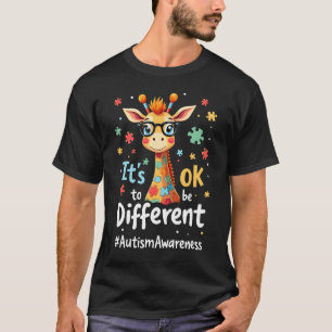 Camiseta Conscientização do Autismo Girafa Fofa Animal É Ok