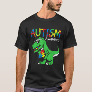 Camiseta Conscientização do Autismo Infantil Dino Menino Au
