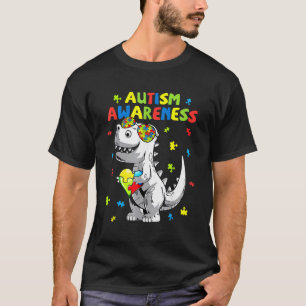 Camiseta Conscientização do Autismo Infantil Dino Meninos C