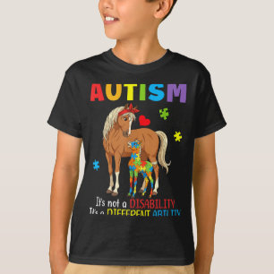 Camiseta Conscientização do Autismo Mãe Cavalo Habilidade D
