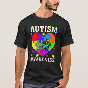 Camiseta Conscientização do Autismo Mulheres Coração Apoia