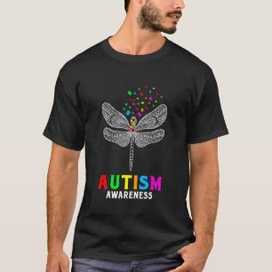 Camiseta Conscientização do Autismo Peças de Puzzle Libélul