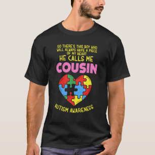 Camiseta Conscientização do Autismo Primo Parte do Meu Cora