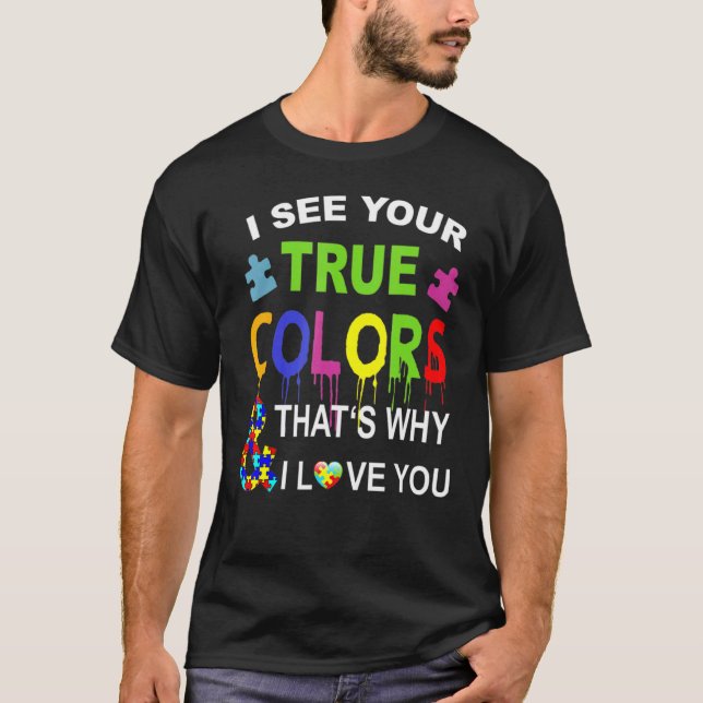 Camiseta Conscientização do Autismo Vejo Suas Cores Verdade (Frente)