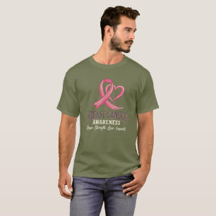 Camiseta Conscientização do Câncer de Mama Esperança Força 